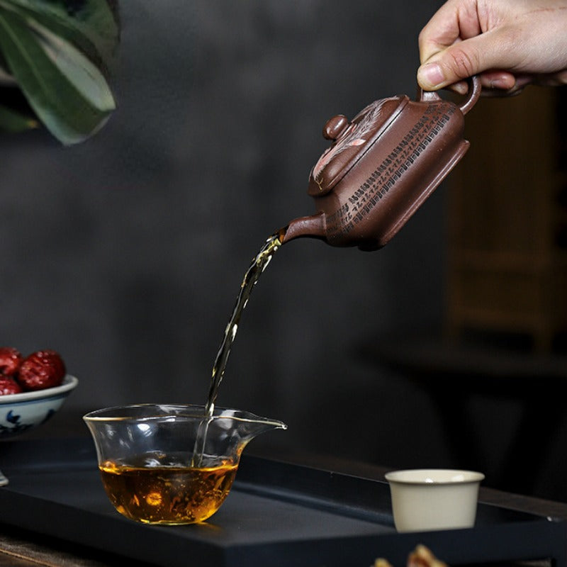 Full Handmade Yixing Zisha Teapot [Sifang Jin Feng] (Ziyu Jin Sha - 280ml) - YIQIN TEA HOUSE | yiqinteahouse.com | 200-300ml, full handmade zisha teapot, new arrival, teapot, teaware