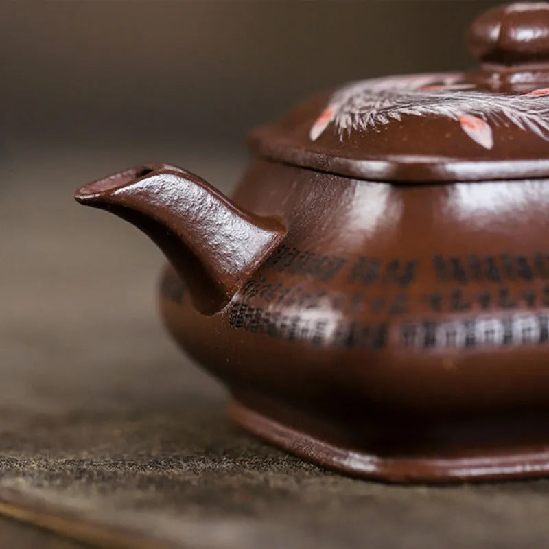 Full Handmade Yixing Zisha Teapot [Sifang Jin Feng] (Ziyu Jin Sha - 280ml) - YIQIN TEA HOUSE | yiqinteahouse.com | 200-300ml, full handmade zisha teapot, new arrival, teapot, teaware