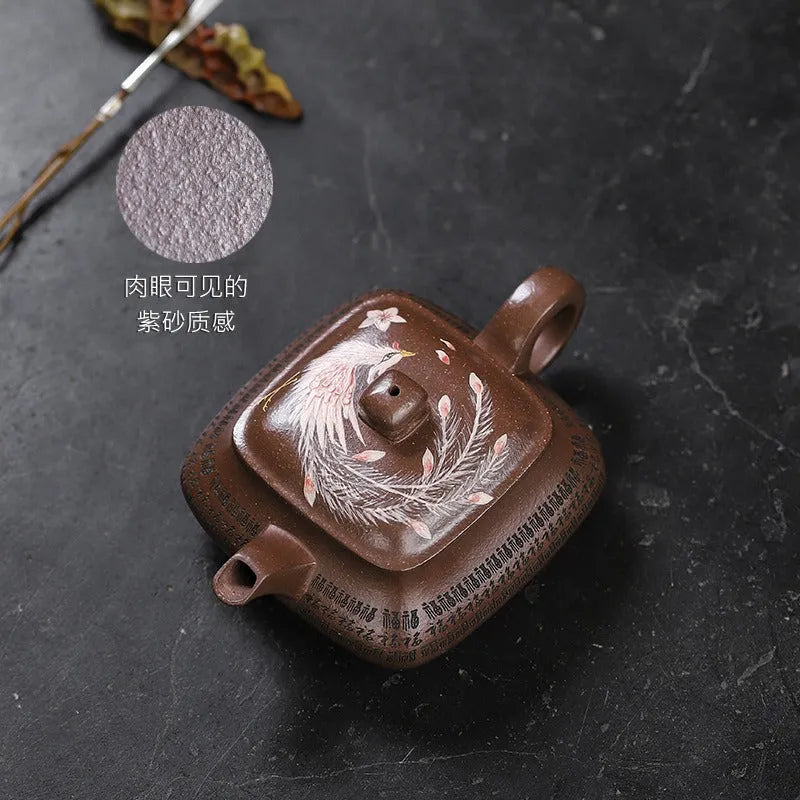 Full Handmade Yixing Zisha Teapot [Sifang Jin Feng] (Ziyu Jin Sha - 280ml) - YIQIN TEA HOUSE | yiqinteahouse.com | 200-300ml, full handmade zisha teapot, new arrival, teapot, teaware