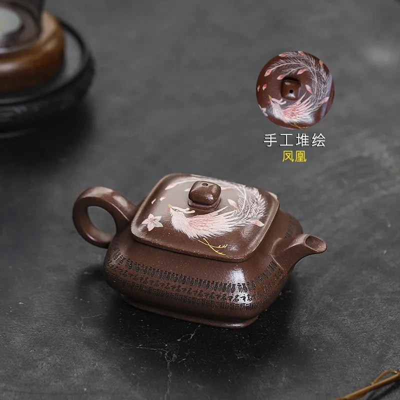 Full Handmade Yixing Zisha Teapot [Sifang Jin Feng] (Ziyu Jin Sha - 280ml) - YIQIN TEA HOUSE | yiqinteahouse.com | 200-300ml, full handmade zisha teapot, new arrival, teapot, teaware