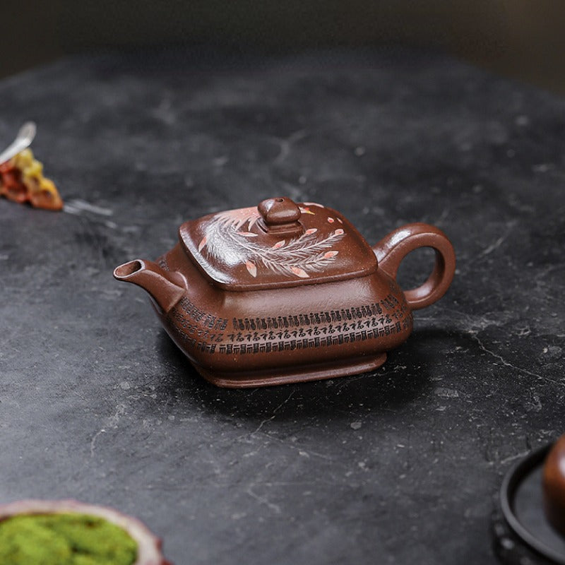 Full Handmade Yixing Zisha Teapot [Sifang Jin Feng] (Ziyu Jin Sha - 280ml) - YIQIN TEA HOUSE | yiqinteahouse.com | 200-300ml, full handmade zisha teapot, new arrival, teapot, teaware