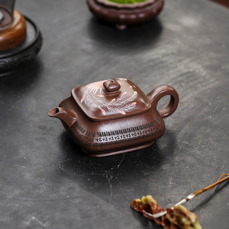 Full Handmade Yixing Zisha Teapot [Sifang Jin Feng] (Ziyu Jin Sha - 280ml) - YIQIN TEA HOUSE | yiqinteahouse.com | 200-300ml, full handmade zisha teapot, new arrival, teapot, teaware