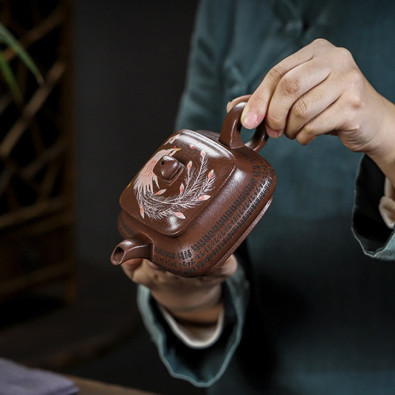 Full Handmade Yixing Zisha Teapot [Sifang Jin Feng] (Ziyu Jin Sha - 280ml) - YIQIN TEA HOUSE | yiqinteahouse.com | 200-300ml, full handmade zisha teapot, new arrival, teapot, teaware