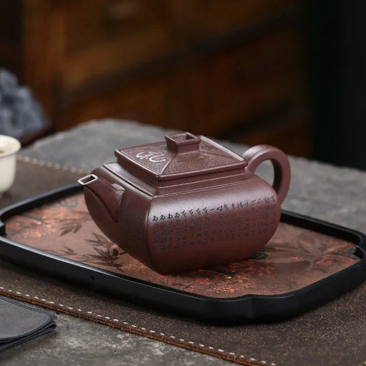 Teko Zisha Yixing Buatan Tangan Sepenuhnya [Sifang Jun Zheng] (Tian Qing Zi Ni - 500ml)