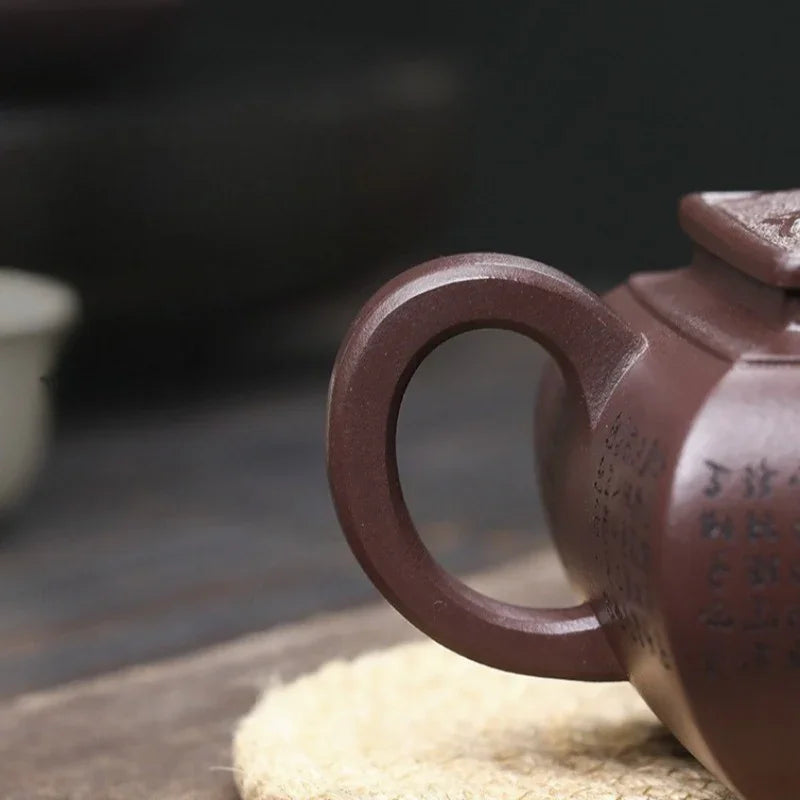 Théière Yixing Zisha entièrement faite à la main [Sifang Jun Zheng] (Tian Qing Zi Ni - 500 ml)