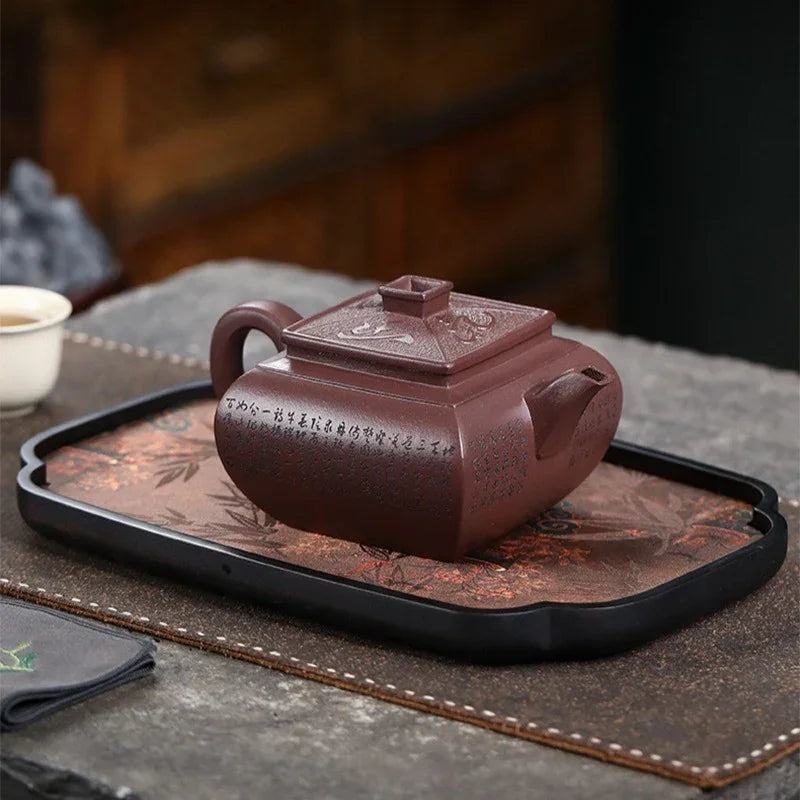 Théière Yixing Zisha entièrement faite à la main [Sifang Jun Zheng] (Tian Qing Zi Ni - 500 ml)