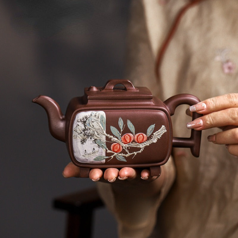 Full Handmade Yixing Zisha Teapot [Sifang Kai Chuang] (Zi Ni - 520ml) - YIQIN TEA HOUSE | yiqinteahouse.com | >300ml, full handmade zisha teapot, new arrival, teapot, teaware