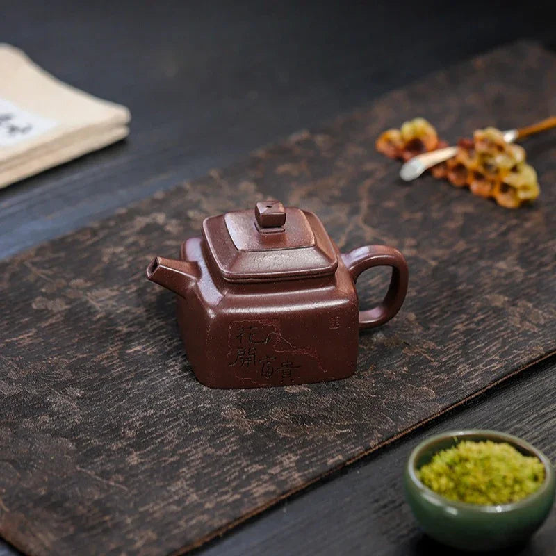 Full Handmade Yixing Zisha Teapot [Sifang Piao Xiang] (Zi Ni - 160ml) - YIQIN TEA HOUSE | yiqinteahouse.com | <200ml, full handmade zisha teapot, teapot, teaware