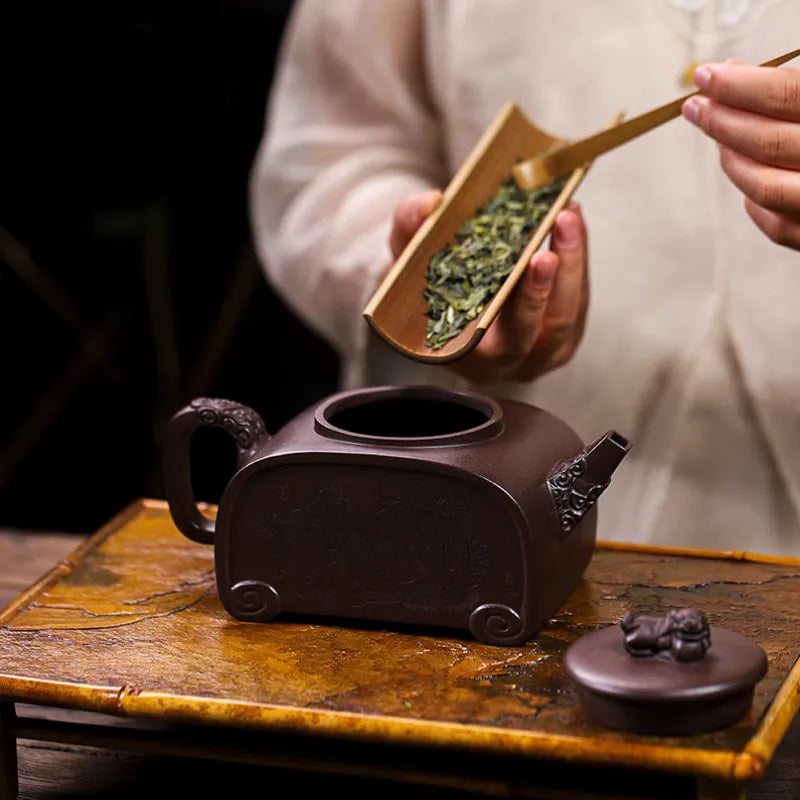 Full Handmade Yixing Zisha Teapot [Sifang Ruishou] (Lao Zi Ni - 460ml) - YIQIN TEA HOUSE | yiqinteahouse.com | >300ml, full handmade zisha teapot, new arrival, teapot, teaware