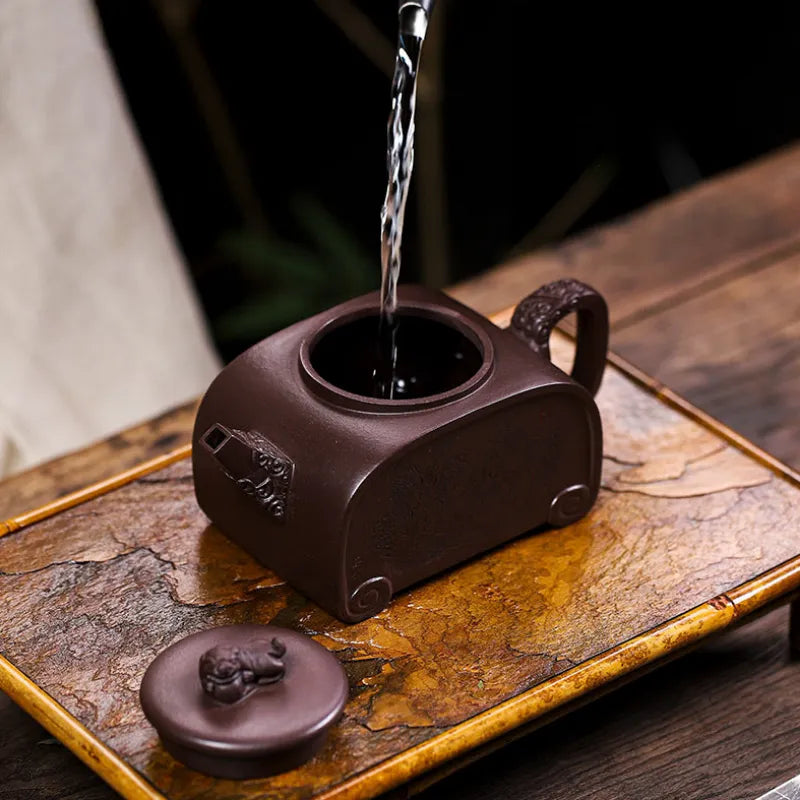 Full Handmade Yixing Zisha Teapot [Sifang Ruishou] (Lao Zi Ni - 460ml) - YIQIN TEA HOUSE | yiqinteahouse.com | >300ml, full handmade zisha teapot, new arrival, teapot, teaware