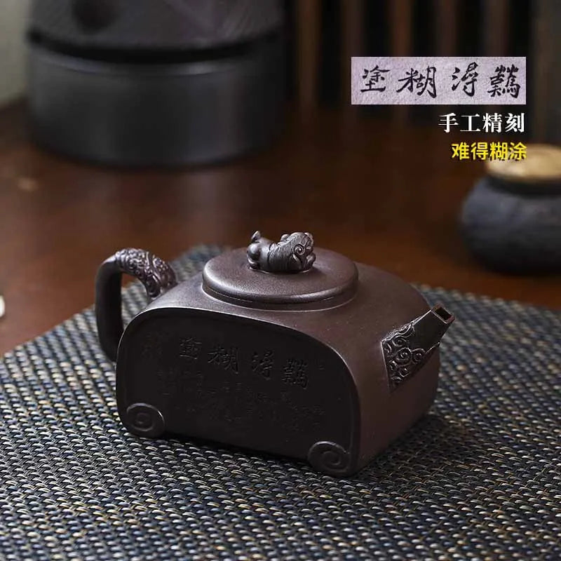 Full Handmade Yixing Zisha Teapot [Sifang Ruishou] (Lao Zi Ni - 460ml) - YIQIN TEA HOUSE | yiqinteahouse.com | >300ml, full handmade zisha teapot, new arrival, teapot, teaware