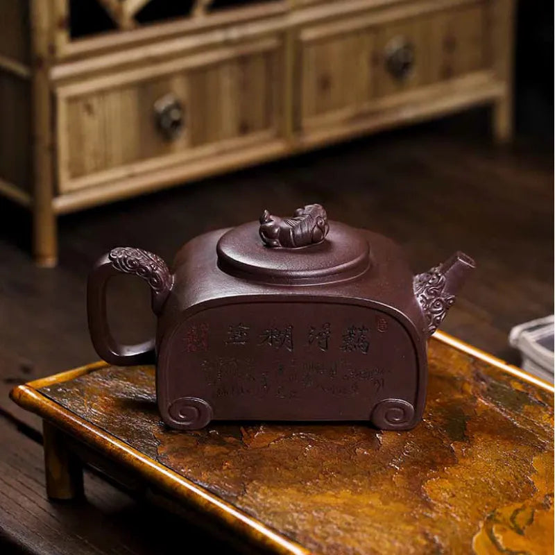 Full Handmade Yixing Zisha Teapot [Sifang Ruishou] (Lao Zi Ni - 460ml) - YIQIN TEA HOUSE | yiqinteahouse.com | >300ml, full handmade zisha teapot, new arrival, teapot, teaware