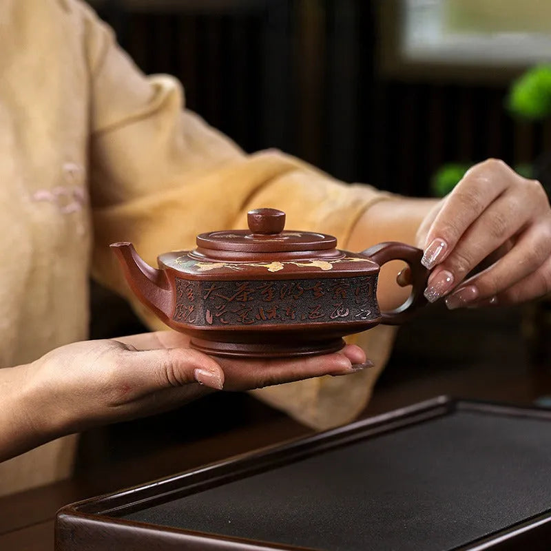 Full Handmade Yixing Zisha Teapot [Sifang Yubi] (Aged Di Cao Qing - 250ml) - YIQIN TEA HOUSE | yiqinteahouse.com | 200-300ml, full handmade zisha teapot, new arrival, teapot, teaware