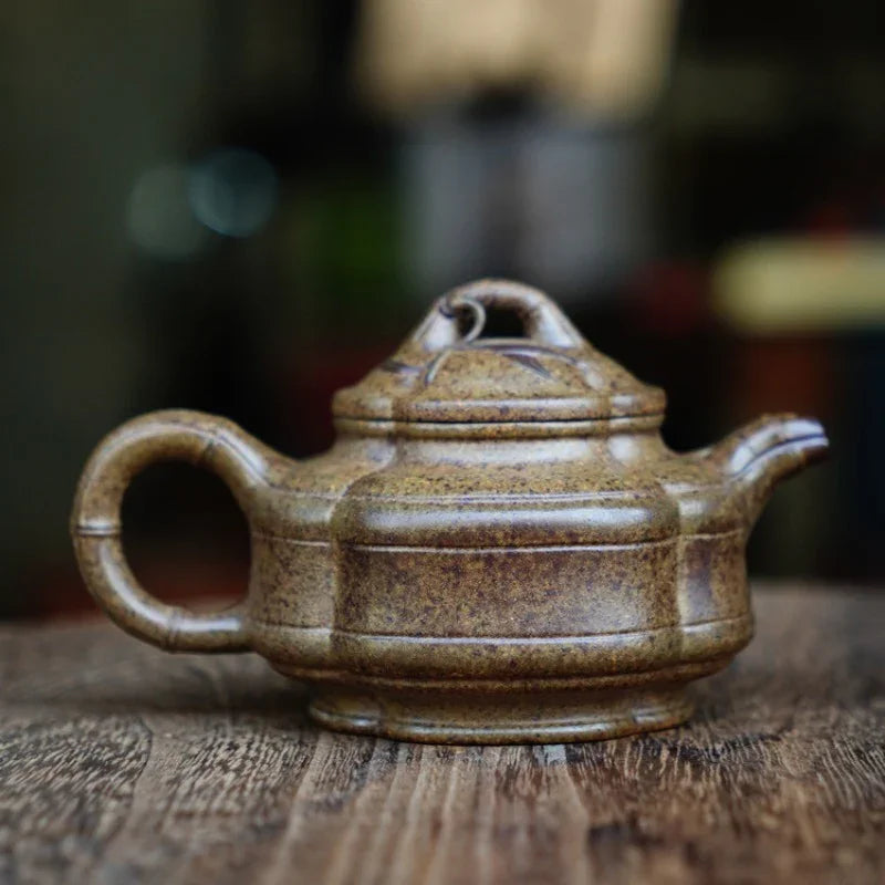 Teko Zisha Yixing Buatan Tangan Sepenuhnya [Periuk Sifang Zhu Gu] (Qing Duan Ni Dibakar Kayu Api - 160ml)