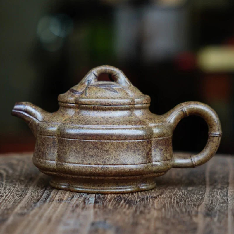 Teko Zisha Yixing Buatan Tangan Sepenuhnya [Periuk Sifang Zhu Gu] (Qing Duan Ni Dibakar Kayu Api - 160ml)