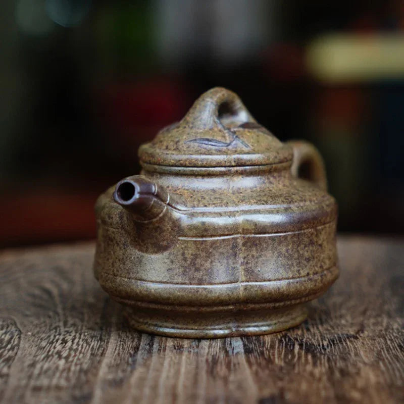 Teko Zisha Yixing Buatan Tangan Sepenuhnya [Periuk Sifang Zhu Gu] (Qing Duan Ni Dibakar Kayu Api - 160ml)