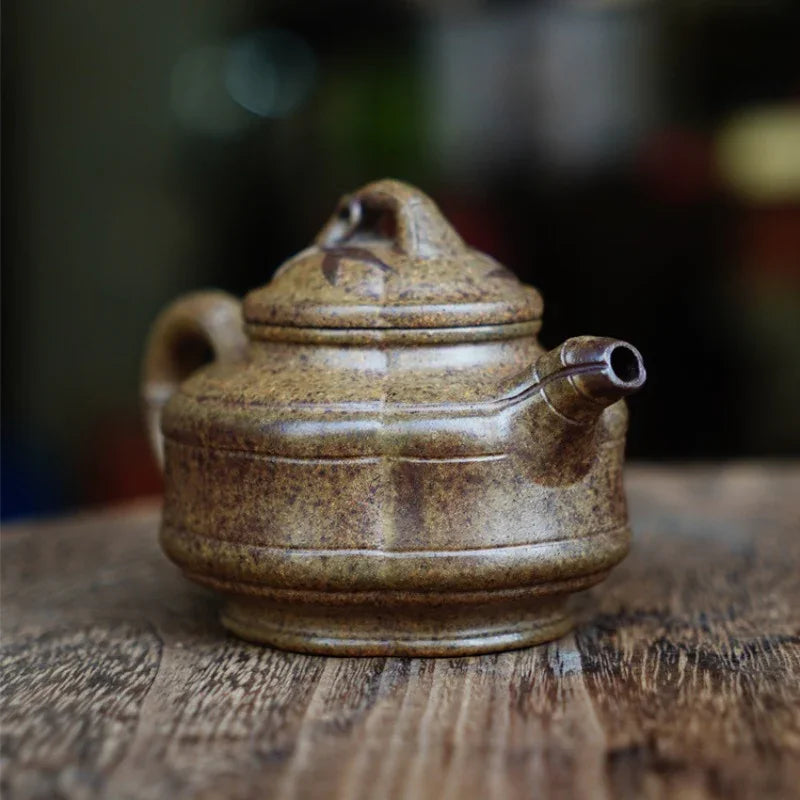 Teko Zisha Yixing Buatan Tangan Sepenuhnya [Periuk Sifang Zhu Gu] (Qing Duan Ni Dibakar Kayu Api - 160ml)