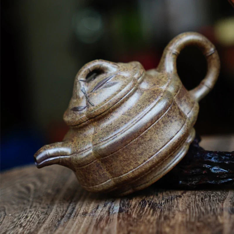 Teko Zisha Yixing Buatan Tangan Sepenuhnya [Periuk Sifang Zhu Gu] (Qing Duan Ni Dibakar Kayu Api - 160ml)