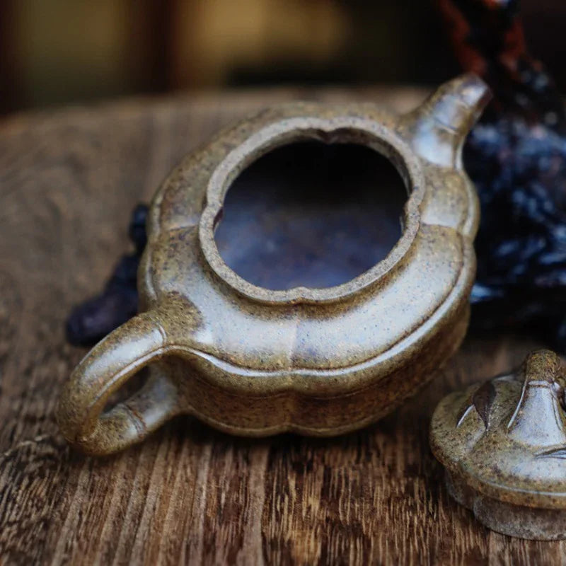 Teko Zisha Yixing Buatan Tangan Sepenuhnya [Periuk Sifang Zhu Gu] (Qing Duan Ni Dibakar Kayu Api - 160ml)