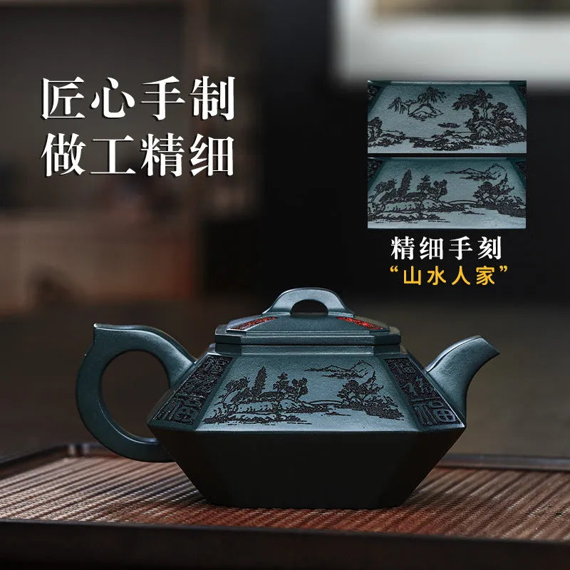 Full Handmade Yixing Zisha Teapot [Sifang Zhufu] (Lao Mo Lu Ni - 300ml) - YIQIN TEA HOUSE | yiqinteahouse.com | 200-300ml, full handmade zisha teapot, new arrival, teapot, teaware