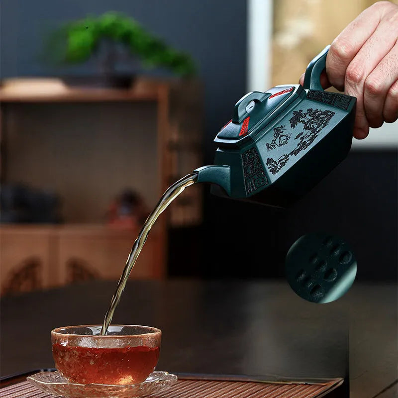 Full Handmade Yixing Zisha Teapot [Sifang Zhufu] (Lao Mo Lu Ni - 300ml) - YIQIN TEA HOUSE | yiqinteahouse.com | 200-300ml, full handmade zisha teapot, new arrival, teapot, teaware