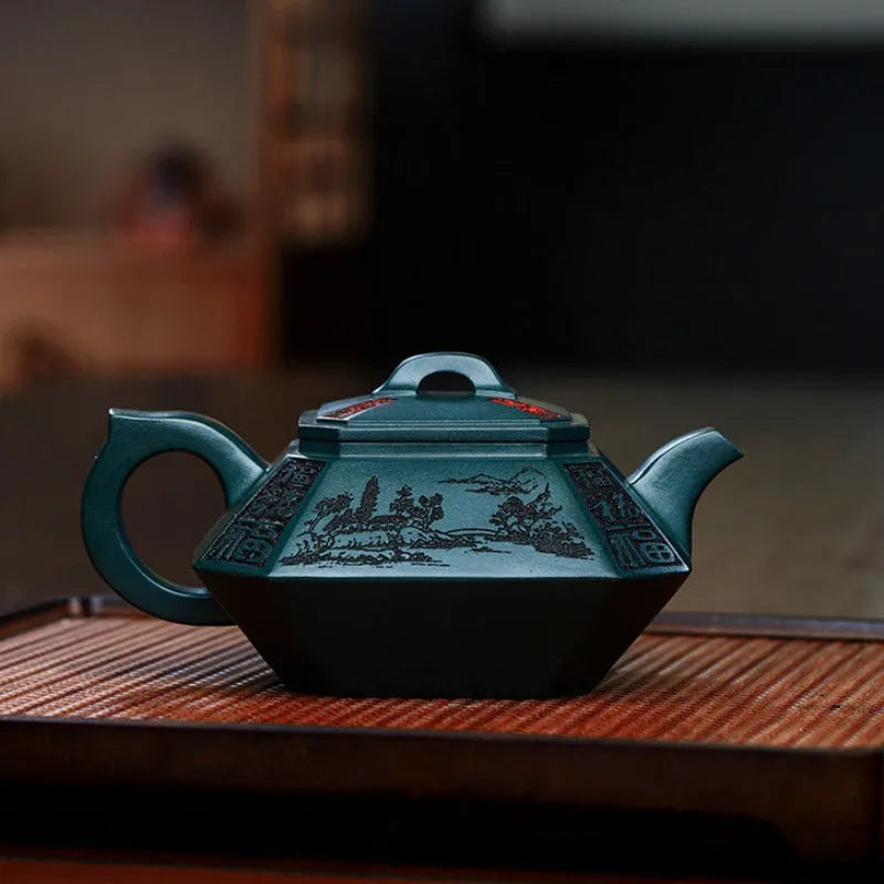 Full Handmade Yixing Zisha Teapot [Sifang Zhufu] (Lao Mo Lu Ni - 300ml) - YIQIN TEA HOUSE | yiqinteahouse.com | 200-300ml, full handmade zisha teapot, new arrival, teapot, teaware