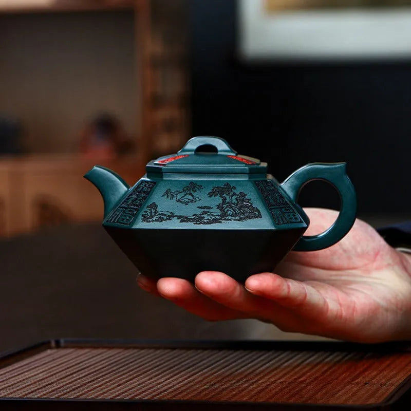 Full Handmade Yixing Zisha Teapot [Sifang Zhufu] (Lao Mo Lu Ni - 300ml) - YIQIN TEA HOUSE | yiqinteahouse.com | 200-300ml, full handmade zisha teapot, new arrival, teapot, teaware