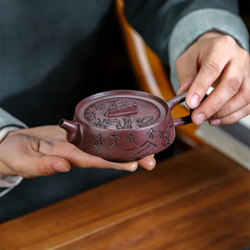 Full Handmade Yixing Zisha Teapot [Smooth & Fine] (Zi Ni - 130ml) - YIQIN TEA HOUSE | yiqinteahouse.com | <200ml, full handmade zisha teapot, teapot, teaware