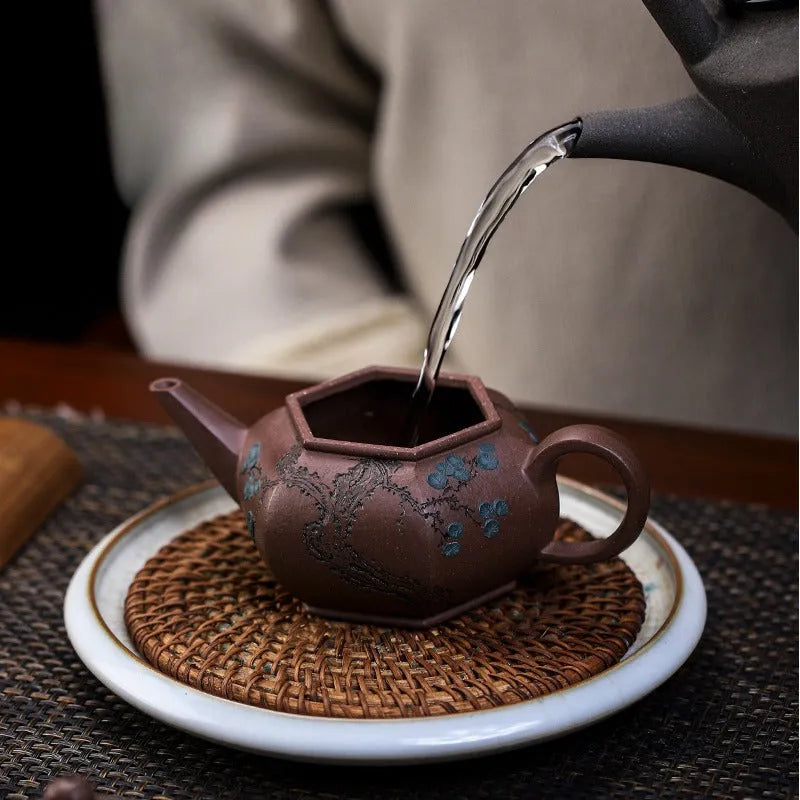 Full Handmade Yixing Zisha Teapot [Song Bai Zhi Zhi] (Ziyu Jin Sha - 250ml) - YIQIN TEA HOUSE | yiqinteahouse.com | 200-300ml, full handmade zisha teapot, teapot, teaware