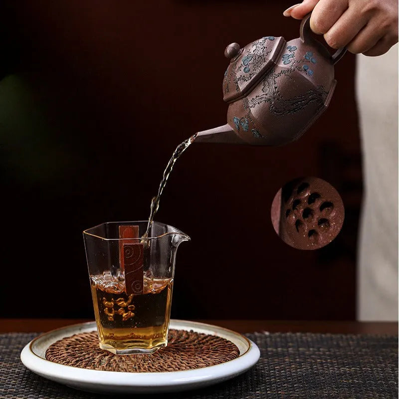 Full Handmade Yixing Zisha Teapot [Song Bai Zhi Zhi] (Ziyu Jin Sha - 250ml) - YIQIN TEA HOUSE | yiqinteahouse.com | 200-300ml, full handmade zisha teapot, teapot, teaware