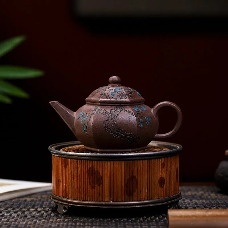 Full Handmade Yixing Zisha Teapot [Song Bai Zhi Zhi] (Ziyu Jin Sha - 250ml) - YIQIN TEA HOUSE | yiqinteahouse.com | 200-300ml, full handmade zisha teapot, teapot, teaware