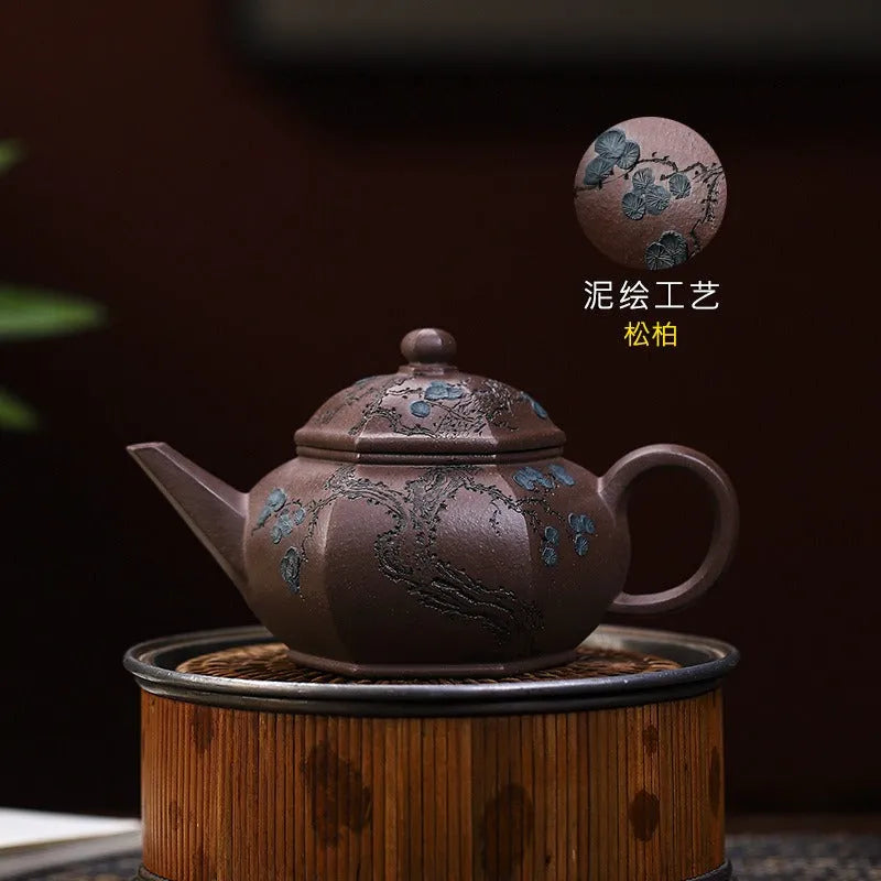 Full Handmade Yixing Zisha Teapot [Song Bai Zhi Zhi] (Ziyu Jin Sha - 250ml) - YIQIN TEA HOUSE | yiqinteahouse.com | 200-300ml, full handmade zisha teapot, teapot, teaware