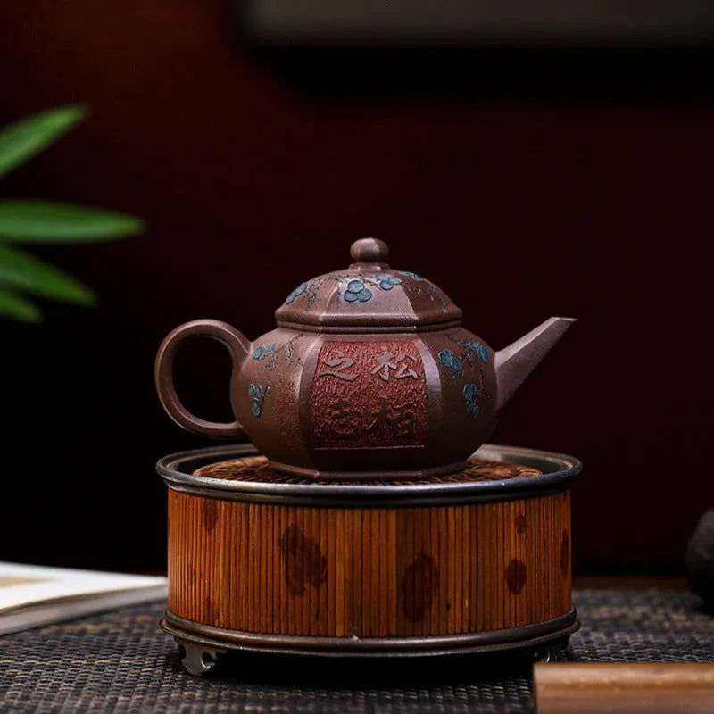 Full Handmade Yixing Zisha Teapot [Song Bai Zhi Zhi] (Ziyu Jin Sha - 250ml) - YIQIN TEA HOUSE | yiqinteahouse.com | 200-300ml, full handmade zisha teapot, teapot, teaware