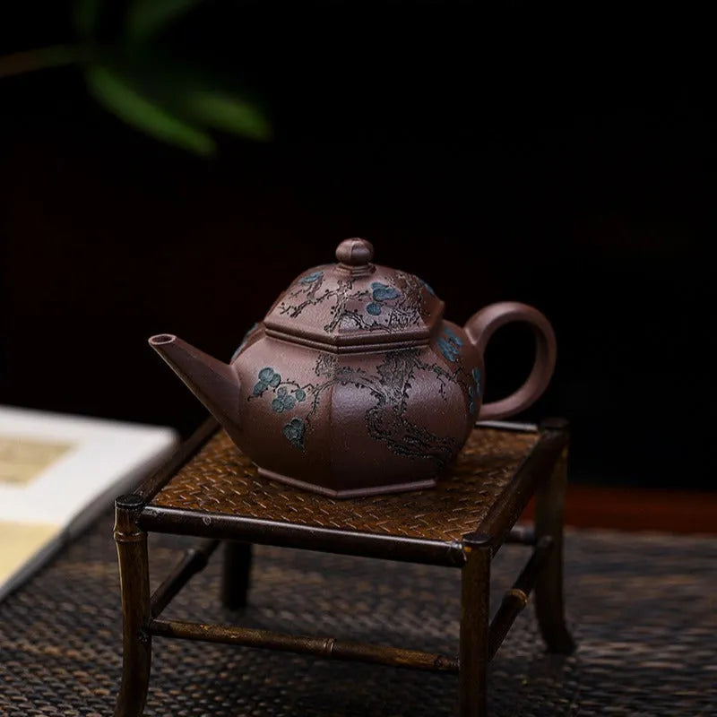 Full Handmade Yixing Zisha Teapot [Song Bai Zhi Zhi] (Ziyu Jin Sha - 250ml) - YIQIN TEA HOUSE | yiqinteahouse.com | 200-300ml, full handmade zisha teapot, teapot, teaware