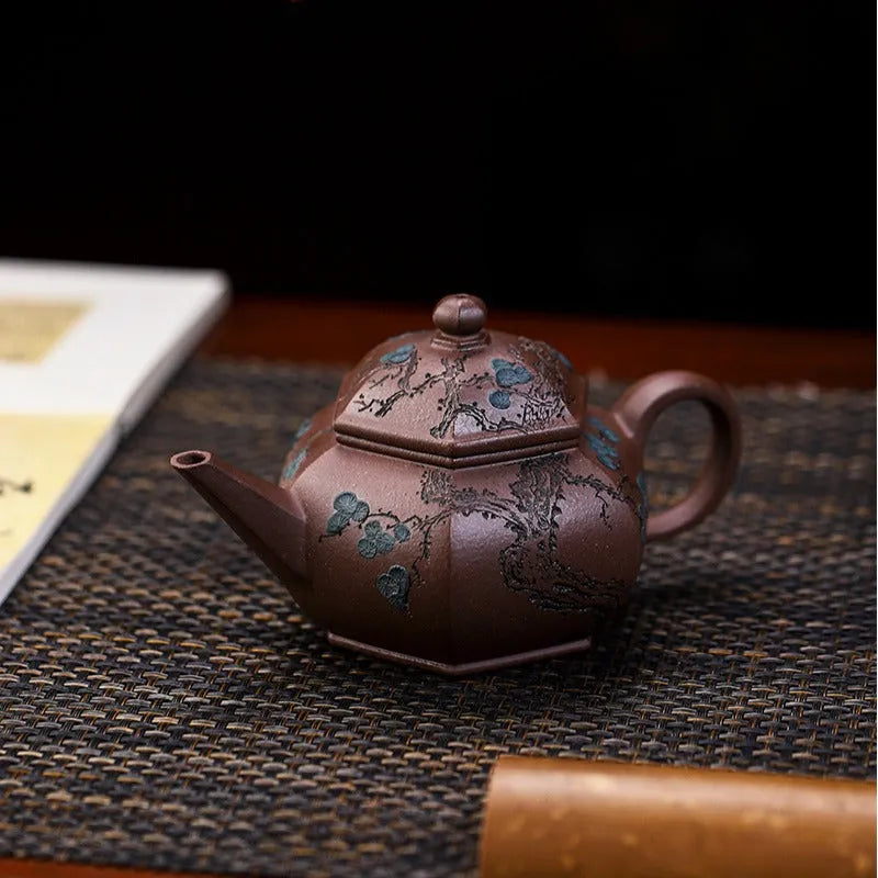 Full Handmade Yixing Zisha Teapot [Song Bai Zhi Zhi] (Ziyu Jin Sha - 250ml) - YIQIN TEA HOUSE | yiqinteahouse.com | 200-300ml, full handmade zisha teapot, teapot, teaware