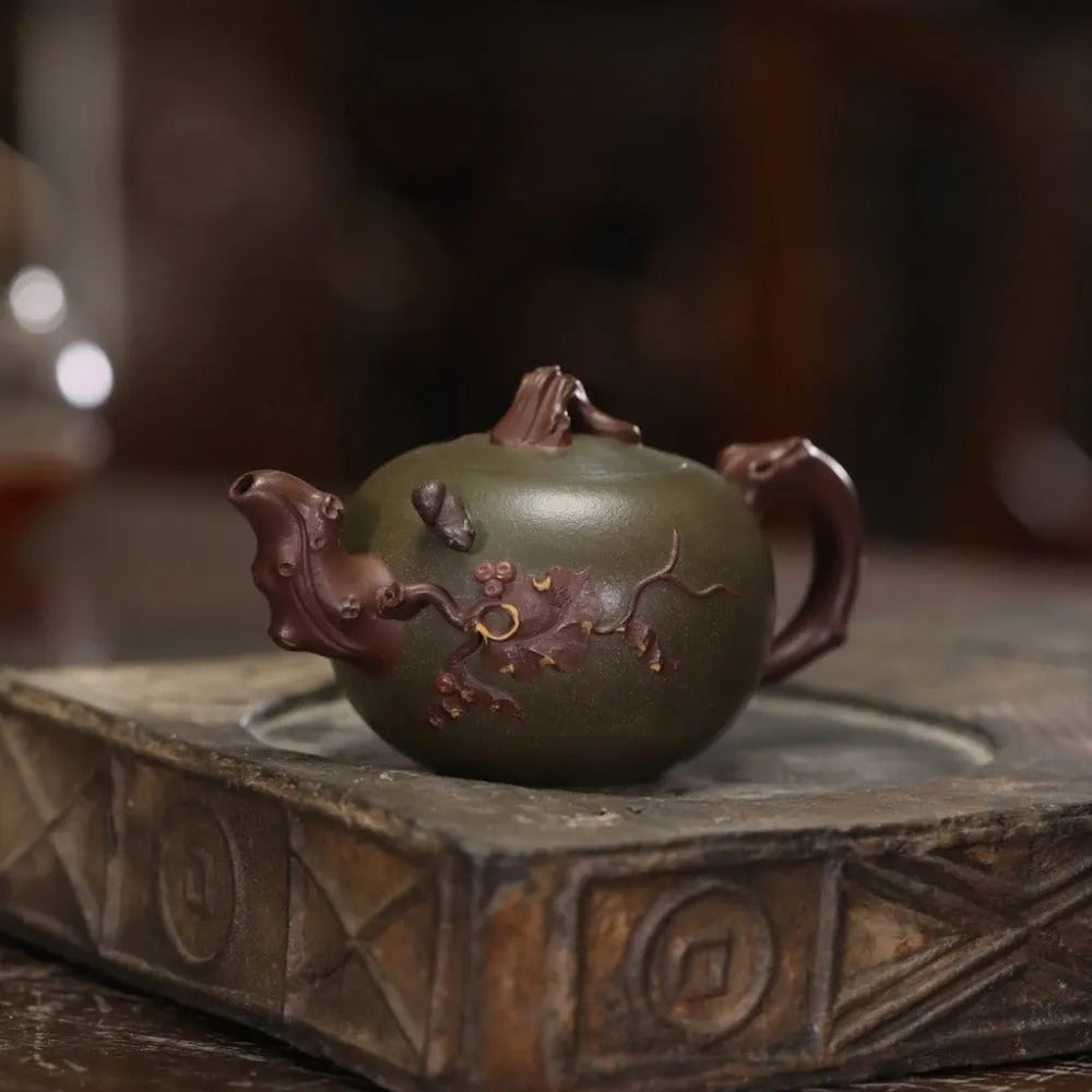 Full Handmade Yixing Zisha Teapot [Squirrel Grape Pot] (Lu Ni/Hong Ni - 170ml) - YIQIN TEA HOUSE | yiqinteahouse.com | <200ml, full handmade zisha teapot, new arrival, plain smooth, teapot, teaware