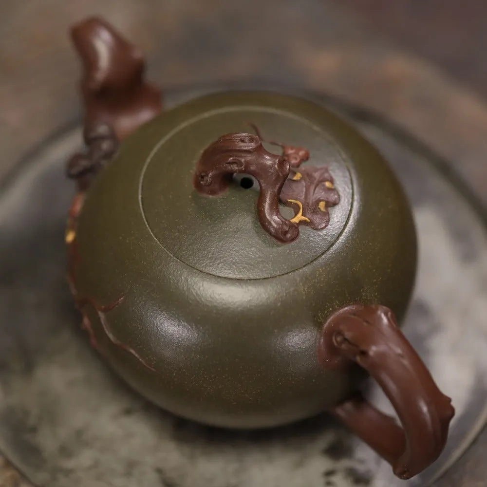 Full Handmade Yixing Zisha Teapot [Squirrel Grape Pot] (Lu Ni/Hong Ni - 170ml) - YIQIN TEA HOUSE | yiqinteahouse.com | <200ml, full handmade zisha teapot, new arrival, plain smooth, teapot, teaware