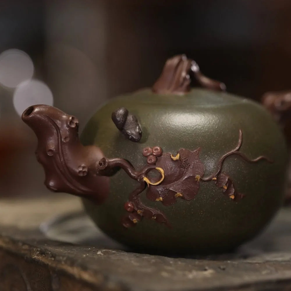 Full Handmade Yixing Zisha Teapot [Squirrel Grape Pot] (Lu Ni/Hong Ni - 170ml) - YIQIN TEA HOUSE | yiqinteahouse.com | <200ml, full handmade zisha teapot, new arrival, plain smooth, teapot, teaware