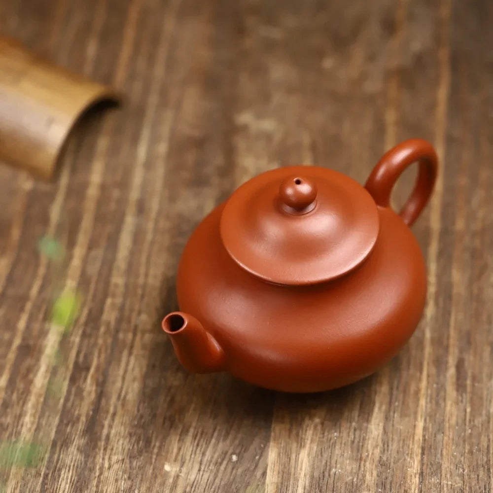 全手工宜兴紫砂茶壶 [笠帽壶] (赵庄朱泥 - 120ml)
