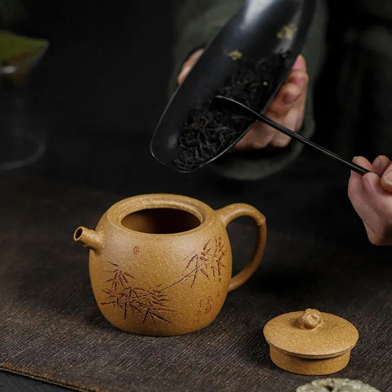 Full Handmade Yixing Zisha Teapot [Taihu Zhu Yun] (Huangjin Duan Ni - 180ml) - YIQIN TEA HOUSE | yiqinteahouse.com | <200ml, full handmade zisha teapot, new arrival, teapot, teaware