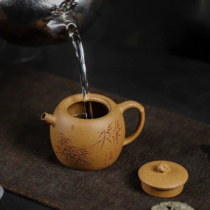 Full Handmade Yixing Zisha Teapot [Taihu Zhu Yun] (Huangjin Duan Ni - 180ml) - YIQIN TEA HOUSE | yiqinteahouse.com | <200ml, full handmade zisha teapot, new arrival, teapot, teaware