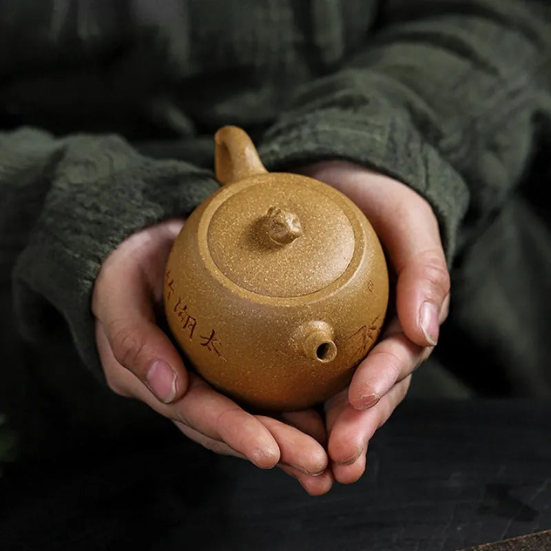 Full Handmade Yixing Zisha Teapot [Taihu Zhu Yun] (Huangjin Duan Ni - 180ml) - YIQIN TEA HOUSE | yiqinteahouse.com | <200ml, full handmade zisha teapot, new arrival, teapot, teaware