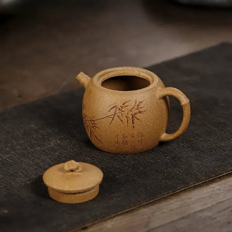 Full Handmade Yixing Zisha Teapot [Taihu Zhu Yun] (Huangjin Duan Ni - 180ml) - YIQIN TEA HOUSE | yiqinteahouse.com | <200ml, full handmade zisha teapot, new arrival, teapot, teaware