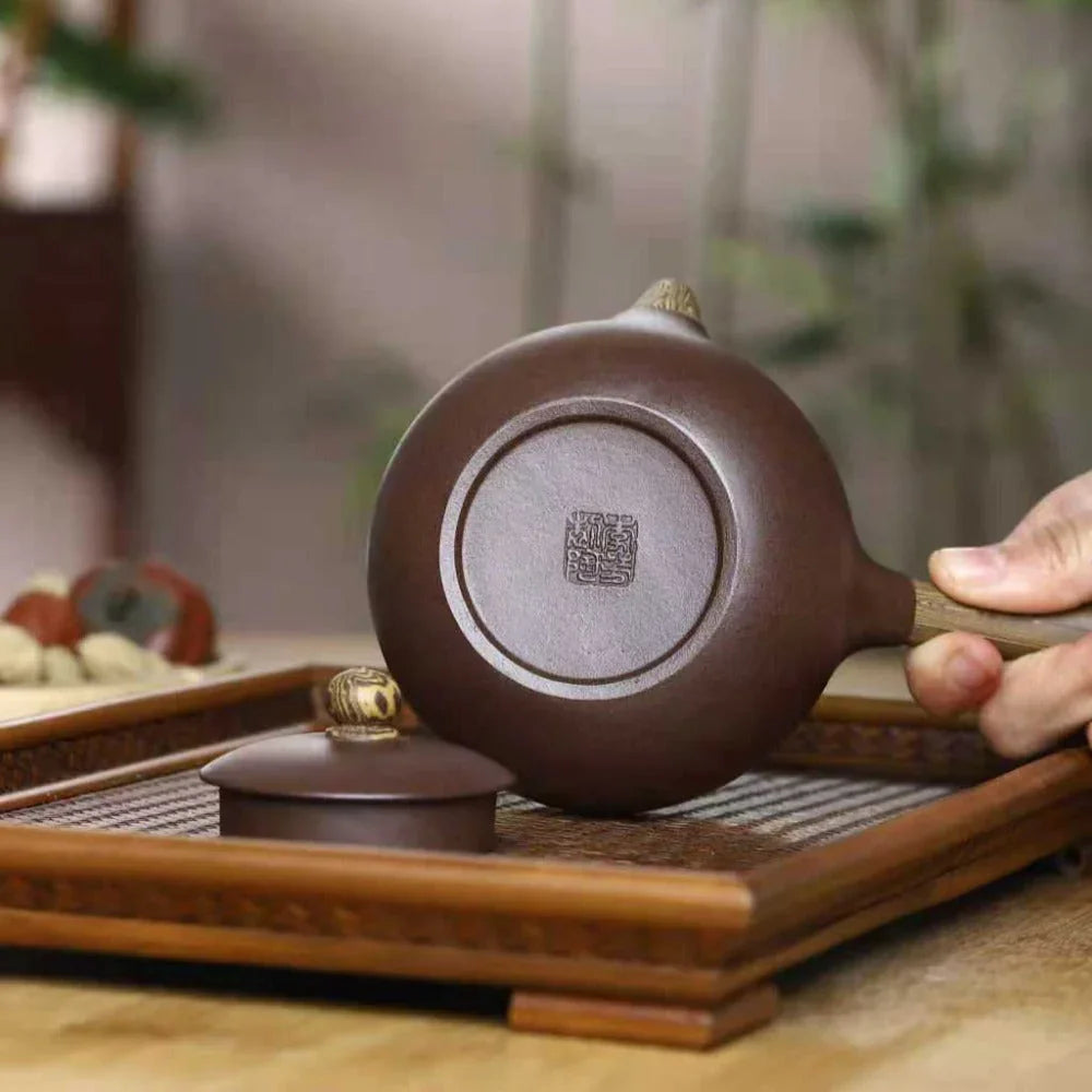 Full Handmade Yixing Zisha Teapot [Tang Yu Pot] (Zi Ni/Jiao Ni- 300ml) - YIQIN TEA HOUSE | yiqinteahouse.com | 200-300ml, full handmade zisha teapot, plain smooth, teapot, teaware