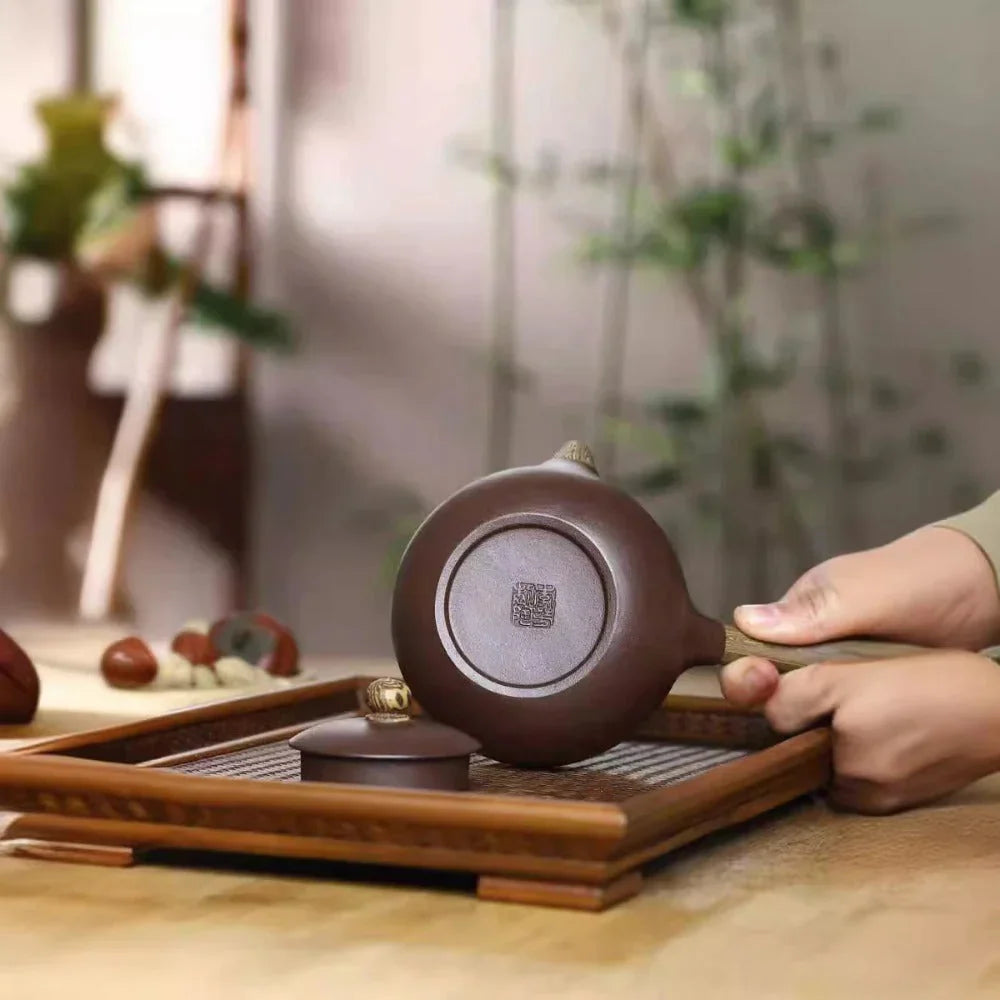 Full Handmade Yixing Zisha Teapot [Tang Yu Pot] (Zi Ni/Jiao Ni- 300ml) - YIQIN TEA HOUSE | yiqinteahouse.com | 200-300ml, full handmade zisha teapot, plain smooth, teapot, teaware