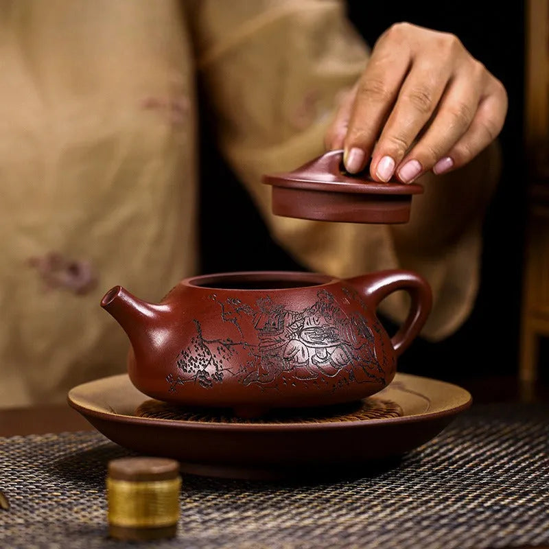 Full Handmade Yixing Zisha Teapot [Tao Yuan Yan Yi] (Ge Zi Ni - 500ml) - YIQIN TEA HOUSE | yiqinteahouse.com | >300ml, full handmade zisha teapot, teapot, teaware