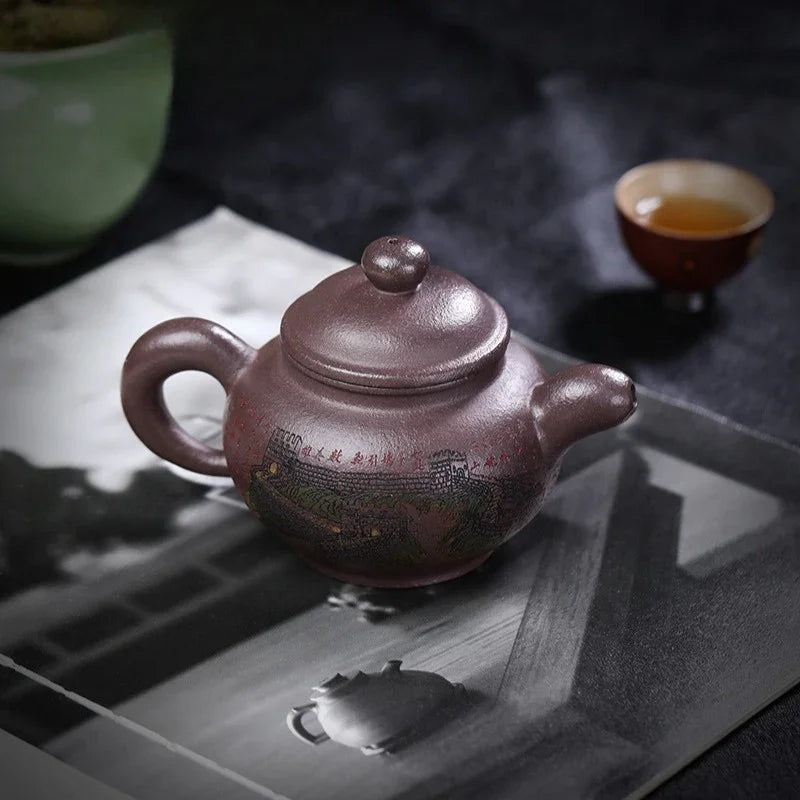 Teko Zisha Yixing Buatan Tangan Sepenuhnya [The Great Wall] (30 Mu Jinsha Zi Ni - 300ml)