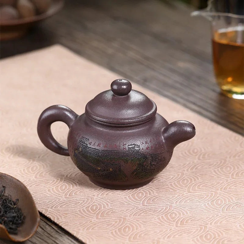 Teko Zisha Yixing Buatan Tangan Sepenuhnya [The Great Wall] (30 Mu Jinsha Zi Ni - 300ml)