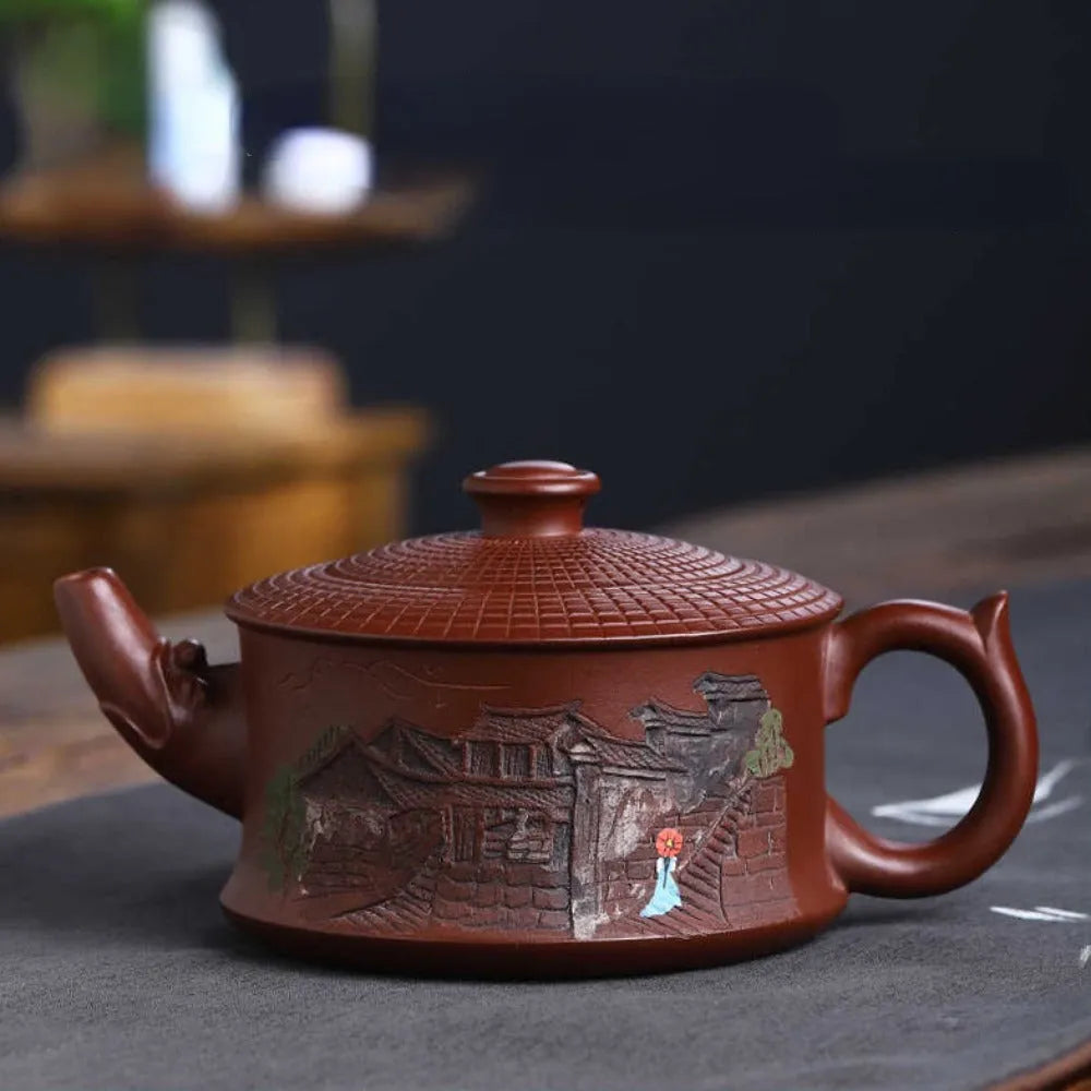 Full Handmade Yixing Zisha Teapot [Tianxia Liangcang Pot] (Zao Hong Ni - 400ml) - YIQIN TEA HOUSE | yiqinteahouse.com | >300ml, full handmade zisha teapot, new arrival, teapot, teaware