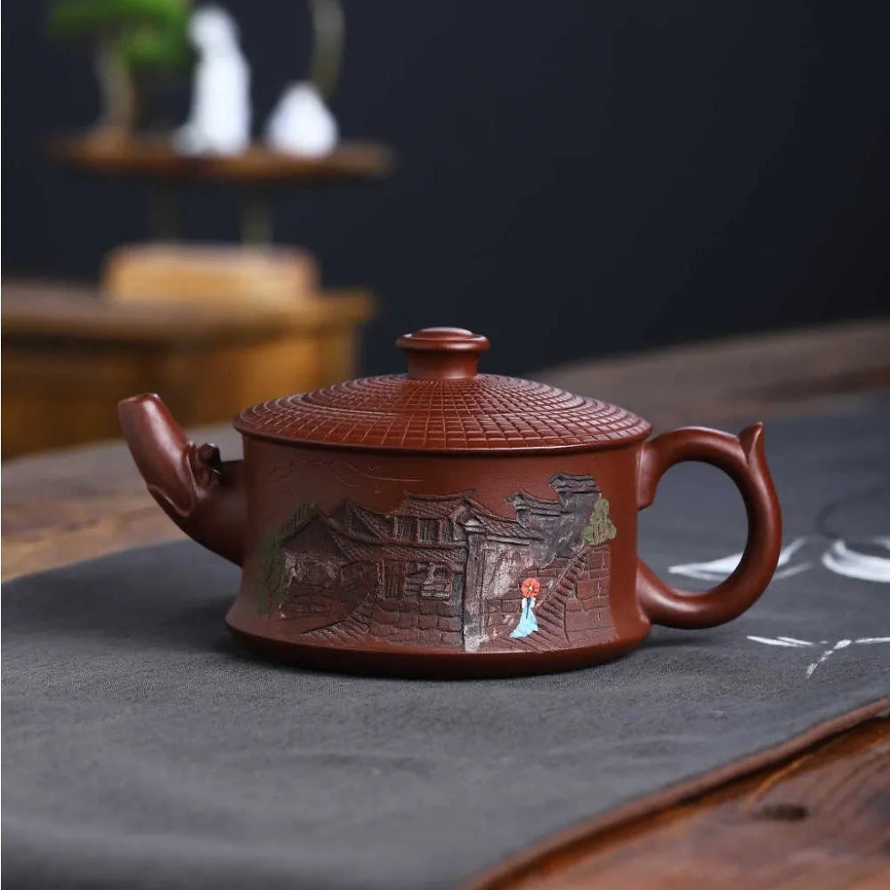 Full Handmade Yixing Zisha Teapot [Tianxia Liangcang Pot] (Zao Hong Ni - 400ml) - YIQIN TEA HOUSE | yiqinteahouse.com | >300ml, full handmade zisha teapot, new arrival, teapot, teaware